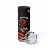 Personalised Tahiti Bora Bora Skinny Tumbler Manta Rays With Polynesian Plumeria LT14 - Polynesian Pride