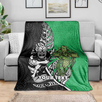 New Zealand and Ireland Rugby Custom Blanket Maori Tiki Fern Irish Celtic Cross - Polynesian Pride