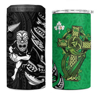 New Zealand and Ireland Rugby 4 in 1 Can Cooler Tumbler Maori Tiki Fern Irish Celtic Cross - Polynesian Pride
