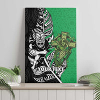 New Zealand and Ireland Rugby Custom Canvas Wall Art Maori Tiki Fern Irish Celtic Cross - Polynesian Pride