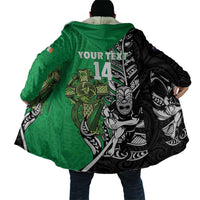New Zealand and Ireland Rugby Custom Cloak Maori Tiki Fern Irish Celtic Cross - Polynesian Pride