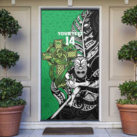 New Zealand and Ireland Rugby Custom Door Cover Maori Tiki Fern Irish Celtic Cross - Polynesian Pride