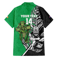 New Zealand and Ireland Rugby Custom Family Matching Off Shoulder Maxi Dress and Hawaiian Shirt Maori Tiki Fern Irish Celtic Cross - Polynesian Pride