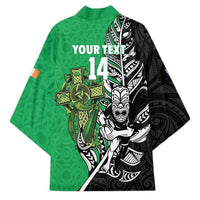 New Zealand and Ireland Rugby Custom Kimono Maori Tiki Fern Irish Celtic Cross - Polynesian Pride
