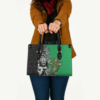 New Zealand and Ireland Rugby Custom Leather Bag Maori Tiki Fern Irish Celtic Cross - Polynesian Pride