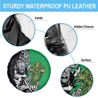 New Zealand and Ireland Rugby Custom Spare Tire Cover Maori Tiki Fern Irish Celtic Cross - Polynesian Pride