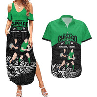 New Zealand and Ireland Rugby Custom Couples Matching Summer Maxi Dress and Hawaiian Shirt Chicago 2025 Go All Black Shamrocks - Polynesian Pride