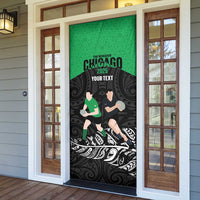 New Zealand and Ireland Rugby Custom Door Cover Chicago 2025 Go All Black Shamrocks - Polynesian Pride