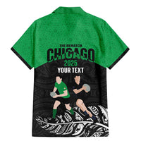 New Zealand and Ireland Rugby Custom Family Matching Mermaid Dress and Hawaiian Shirt Chicago 2025 Go All Black Shamrocks - Polynesian Pride