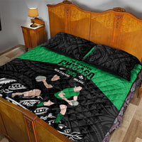 New Zealand and Ireland Rugby Quilt Bed Set Chicago 2025 Go All Black Shamrocks - Polynesian Pride