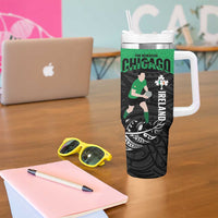 New Zealand and Ireland Rugby Tumbler With Handle Chicago 2025 Go All Black Shamrocks - Polynesian Pride