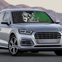 New Zealand and South Africa Rugby Custom Auto Sun Shade Maori Tiki Fern Springboks Kente Pattern - Polynesian Pride