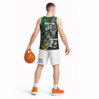 New Zealand and South Africa Rugby Custom Basketball Jersey Maori Tiki Fern Springboks Kente Pattern - Polynesian Pride