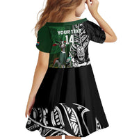 New Zealand and South Africa Rugby Custom Family Matching Mermaid Dress and Hawaiian Shirt Maori Tiki Fern Springboks Kente Pattern - Polynesian Pride
