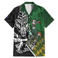 New Zealand and South Africa Rugby Custom Family Matching Mermaid Dress and Hawaiian Shirt Maori Tiki Fern Springboks Kente Pattern - Polynesian Pride