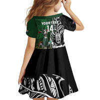 New Zealand and South Africa Rugby Custom Family Matching Off Shoulder Maxi Dress and Hawaiian Shirt Maori Tiki Fern Springboks Kente Pattern - Polynesian Pride