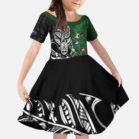New Zealand and South Africa Rugby Custom Family Matching Tank Maxi Dress and Hawaiian Shirt Maori Tiki Fern Springboks Kente Pattern - Polynesian Pride
