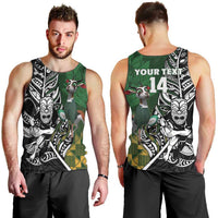 New Zealand and South Africa Rugby Custom Men Tank Top Maori Tiki Fern Springboks Kente Pattern - Polynesian Pride