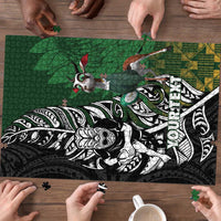 New Zealand and South Africa Rugby Custom Puzzle Maori Tiki Fern Springboks Kente Pattern LT14 - Polynesian Pride