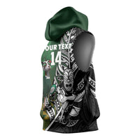 New Zealand and South Africa Rugby Custom Sleeveless Hoodie Maori Tiki Fern Springboks Kente Pattern LT14 - Polynesian Pride