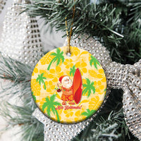 Aloha Hawaii Christmas Ceramic Ornament Mele Kalikimaka Funny Santa Palaka Quilt Motifs - Polynesian Pride