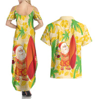 Aloha Hawaii Christmas Couples Matching Summer Maxi Dress and Hawaiian Shirt Mele Kalikimaka Funny Santa Palaka Quilt Motifs - Polynesian Pride