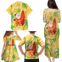 Aloha Hawaii Christmas Family Matching Puletasi and Hawaiian Shirt Mele Kalikimaka Funny Santa Palaka Quilt Motifs - Polynesian Pride