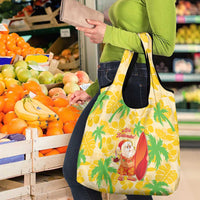 Aloha Hawaii Christmas Grocery Bag Mele Kalikimaka Funny Santa Palaka Quilt Motifs - Polynesian Pride