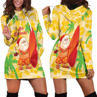 Aloha Hawaii Christmas Hoodie Dress Mele Kalikimaka Funny Santa Palaka Quilt Motifs - Polynesian Pride