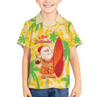 Aloha Hawaii Christmas Kid Hawaiian Shirt Mele Kalikimaka Funny Santa Palaka Quilt Motifs - Polynesian Pride