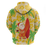 Aloha Hawaii Christmas Zip Hoodie Mele Kalikimaka Funny Santa Palaka Quilt Motifs - Polynesian Pride