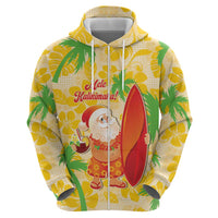 Aloha Hawaii Christmas Zip Hoodie Mele Kalikimaka Funny Santa Palaka Quilt Motifs - Polynesian Pride