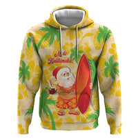 Aloha Hawaii Christmas Zip Hoodie Mele Kalikimaka Funny Santa Palaka Quilt Motifs - Polynesian Pride