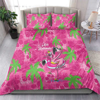 Aloha Hawaii Christmas Bedding Set Mele Kalikimaka Chill Flamingo Palaka Quilt Motifs - Polynesian Pride