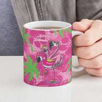 Aloha Hawaii Christmas Ceramic Mug Mele Kalikimaka Chill Flamingo Palaka Quilt Motifs - Polynesian Pride