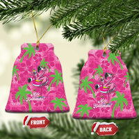 Aloha Hawaii Christmas Ceramic Ornament Mele Kalikimaka Chill Flamingo Palaka Quilt Motifs - Polynesian Pride