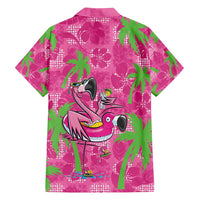 Aloha Hawaii Christmas Family Matching Off Shoulder Maxi Dress and Hawaiian Shirt Mele Kalikimaka Chill Flamingo Palaka Quilt Motifs - Polynesian Pride