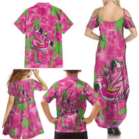 Aloha Hawaii Christmas Family Matching Summer Maxi Dress and Hawaiian Shirt Mele Kalikimaka Chill Flamingo Palaka Quilt Motifs - Polynesian Pride