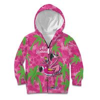 Aloha Hawaii Christmas Kid Hoodie Mele Kalikimaka Chill Flamingo Palaka Quilt Motifs - Polynesian Pride