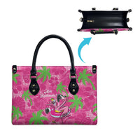 Aloha Hawaii Christmas Leather Bag Mele Kalikimaka Chill Flamingo Palaka Quilt Motifs - Polynesian Pride
