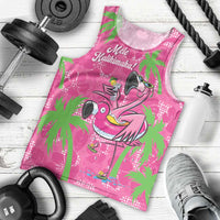 Aloha Hawaii Christmas Men Tank Top Mele Kalikimaka Chill Flamingo Palaka Quilt Motifs - Polynesian Pride