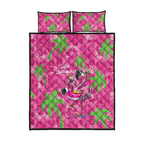 Aloha Hawaii Christmas Quilt Bed Set Mele Kalikimaka Chill Flamingo Palaka Quilt Motifs - Polynesian Pride