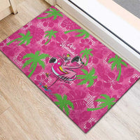 Aloha Hawaii Christmas Rubber Doormat Mele Kalikimaka Chill Flamingo Palaka Quilt Motifs - Polynesian Pride