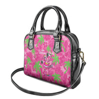 Aloha Hawaii Christmas Shoulder Handbag Mele Kalikimaka Chill Flamingo Palaka Quilt Motifs - Polynesian Pride