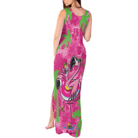 Aloha Hawaii Christmas Tank Maxi Dress Mele Kalikimaka Chill Flamingo Palaka Quilt Motifs - Polynesian Pride