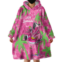 Aloha Hawaii Christmas Wearable Blanket Hoodie Mele Kalikimaka Chill Flamingo Palaka Quilt Motifs - Polynesian Pride