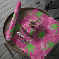 Aloha Hawaii Christmas Wrapping Paper Mele Kalikimaka Chill Flamingo Palaka Quilt Motifs - Polynesian Pride