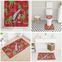Aloha Hawaii Christmas Bathroom Set Mele Kalikimaka Windsurfing Santa Palaka Quilt Motifs - Polynesian Pride