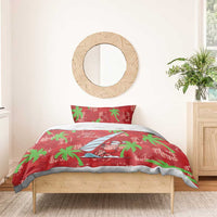 Aloha Hawaii Christmas Bedding Set Mele Kalikimaka Windsurfing Santa Palaka Quilt Motifs - Polynesian Pride