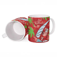 Aloha Hawaii Christmas Ceramic Mug Mele Kalikimaka Windsurfing Santa Palaka Quilt Motifs - Polynesian Pride